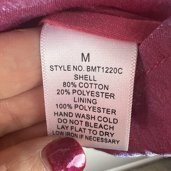 Altard State Top M Crop Balloon Sleeve Square Neck Smocked Iridescent Pink - Picture 6 of 8